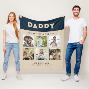 Daddy Simply The Best Photo Collage Personalized Fleece Blanket