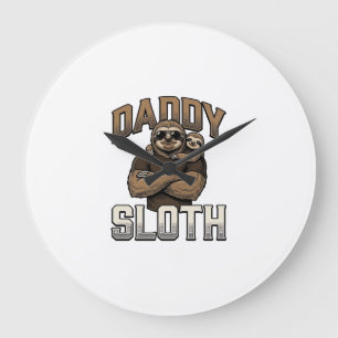 Daddy Sloth Funny Family Vintage Engraving Shirt_1 Large Clock