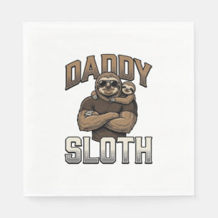 Daddy Sloth Funny Family Vintage Engraving Shirt_1 Napkins