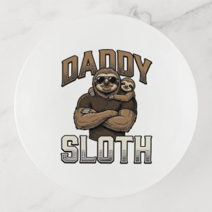 Daddy Sloth Funny Family Vintage Engraving Shirt_1 Trinket Tray