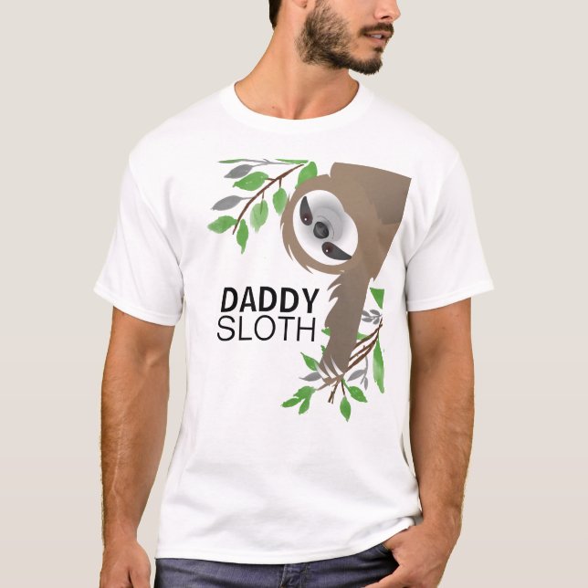 Daddy Sloth Hanging from Tree T-Shirt (Front)