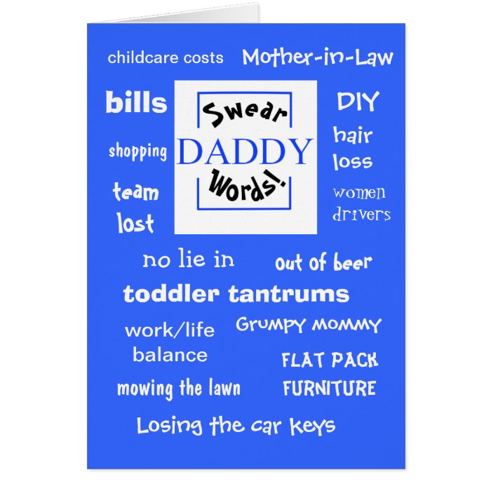 Daddy Swear Words Funny Fathers Day Joke Card