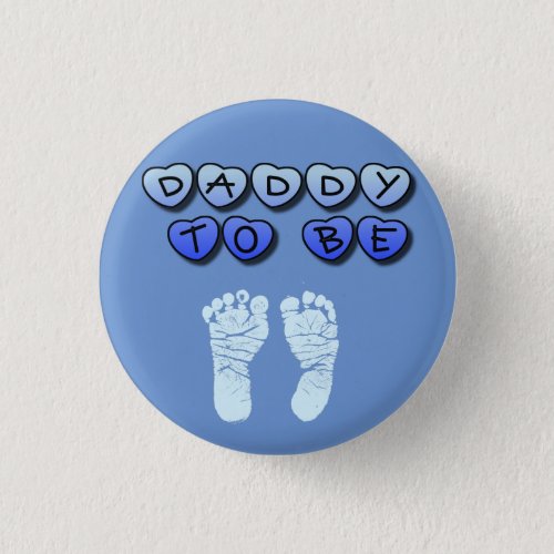 Daddy to Be Baby Footprint Blue Baby Shower Button