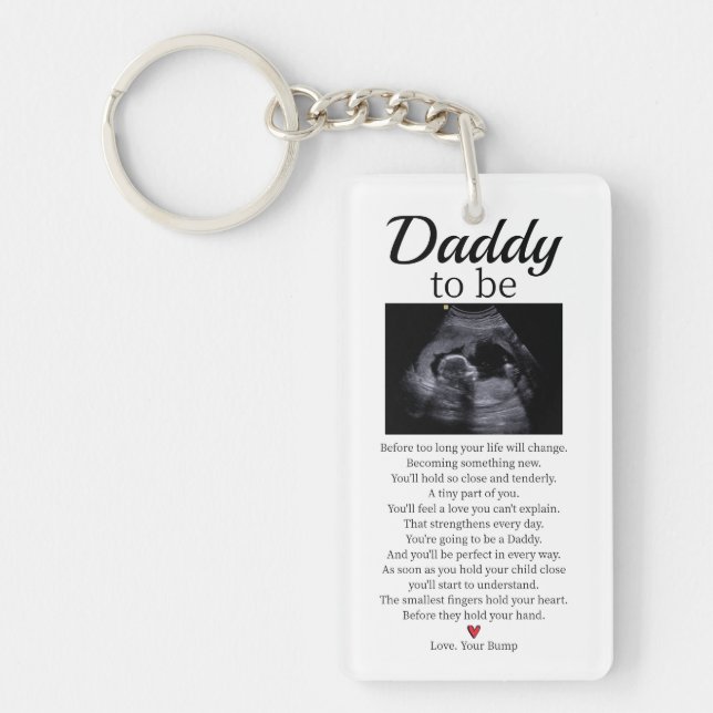 Daddy to be Baby Poem Pregnancy Announcement Keychain (Front)