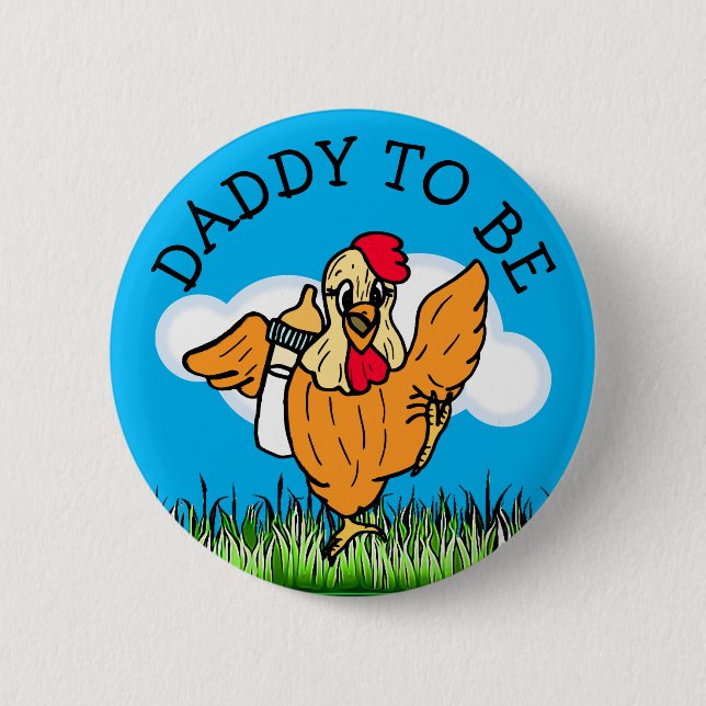 Daddy to Be Baby Shower Farm Animal Themed Button (Front)