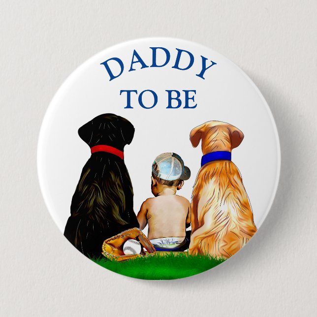 Daddy to be Baseball Boy's Baby Shower  Button (Front)