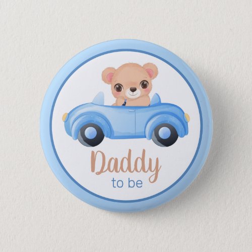 Daddy To Be Bear Boy Baby Shower Button