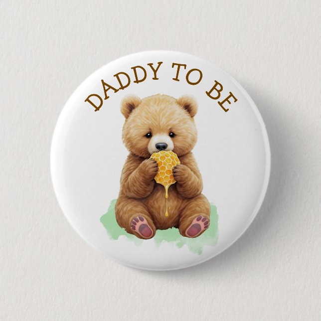 Daddy to Be | Bear Boy's Baby Shower Button (Front)