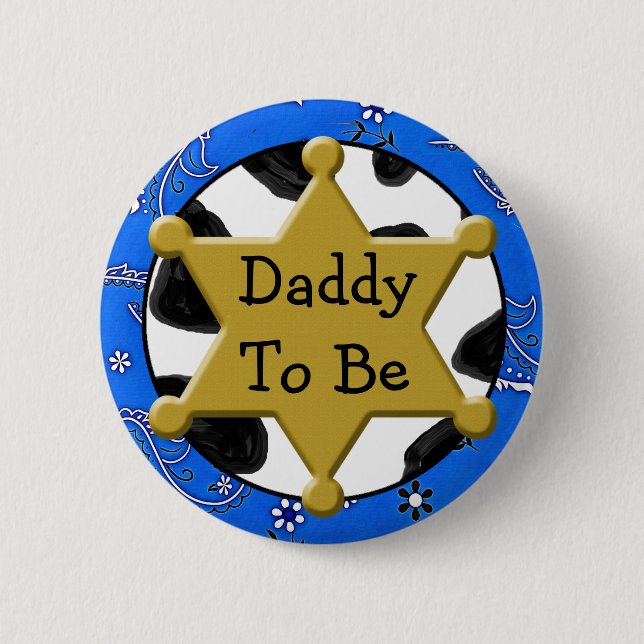 Daddy to Be Blue Bandanna Baby Shower Button (Front)