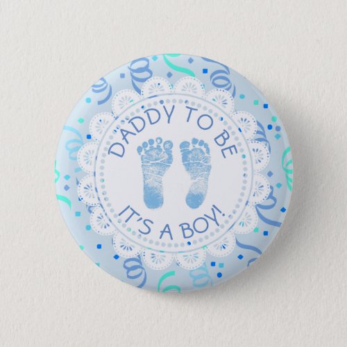 Daddy to be Blue confetti Baby Shower Button