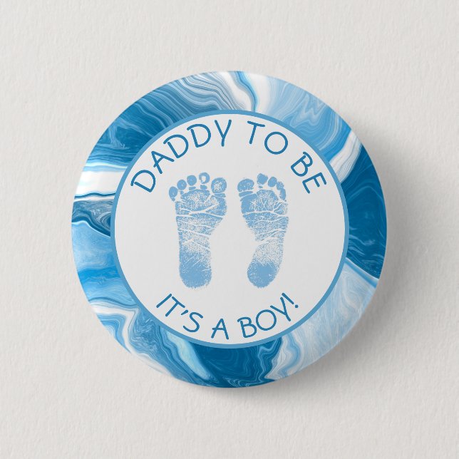 Daddy to be Blue Marble Baby Shower Button (Front)