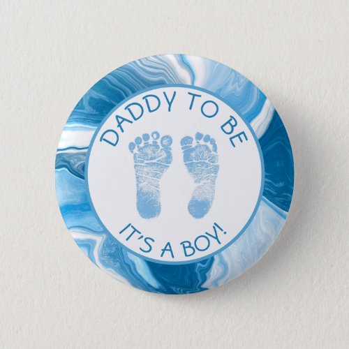 Daddy to be Blue Marble Baby Shower Button