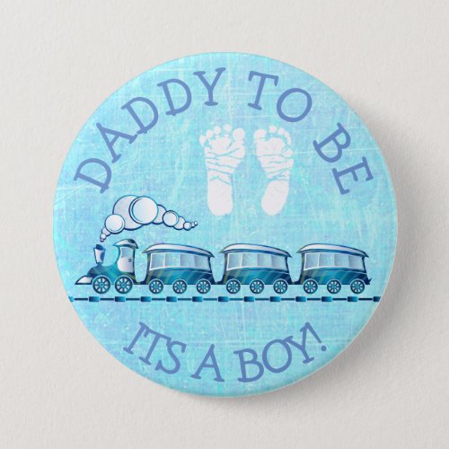 Daddy to be Blue Train Baby Shower Button