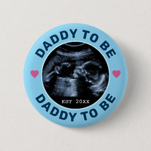 Daddy To Be Custom Photo Baby Shower Party Button