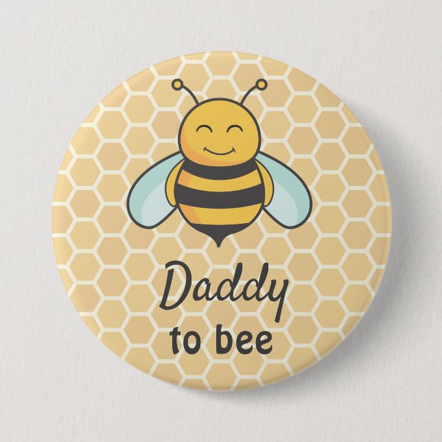 Daddy to be Father Dad Bumblebee Bee Baby Shower Button (Front)