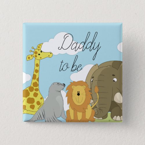Daddy to be Jungle Animals Baby Shower Button