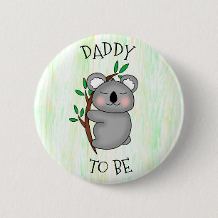 Daddy To Be   Koala themed Baby Shower Button