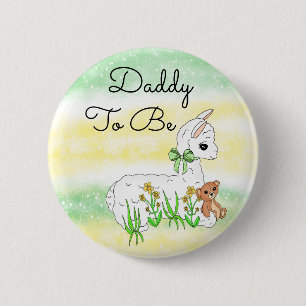 Daddy To Be Llama with Teddy Bear Button