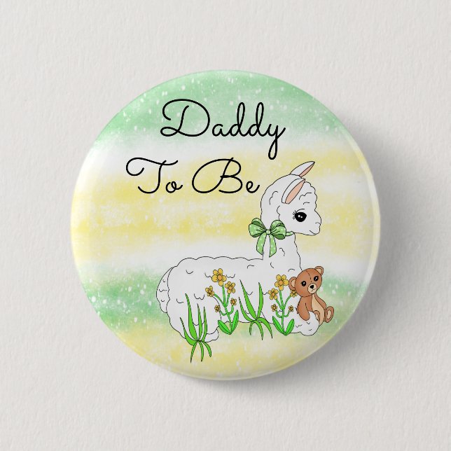 Daddy To Be Llama with Teddy Bear Button (Front)
