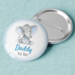 Daddy To Be New Dad Baby Boy Shower Elephant Blue Button at Zazzle