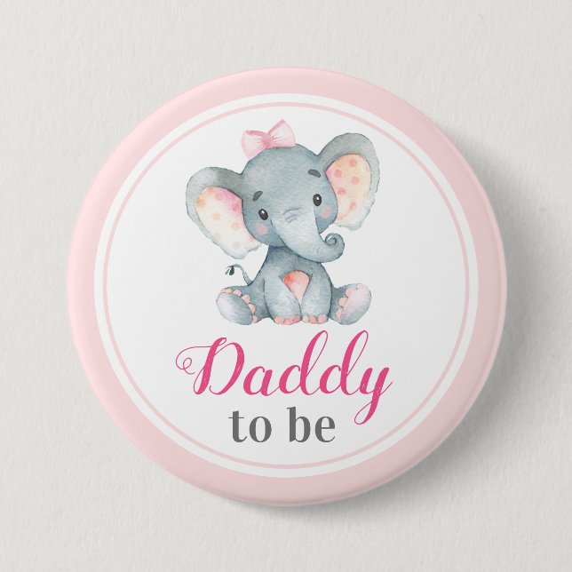 Daddy to be New Father Dad Baby Shower Elephant Button (Front)
