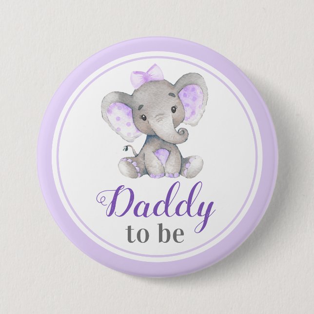 Daddy to be New Father Dad Baby Shower Elephant Button (Front)