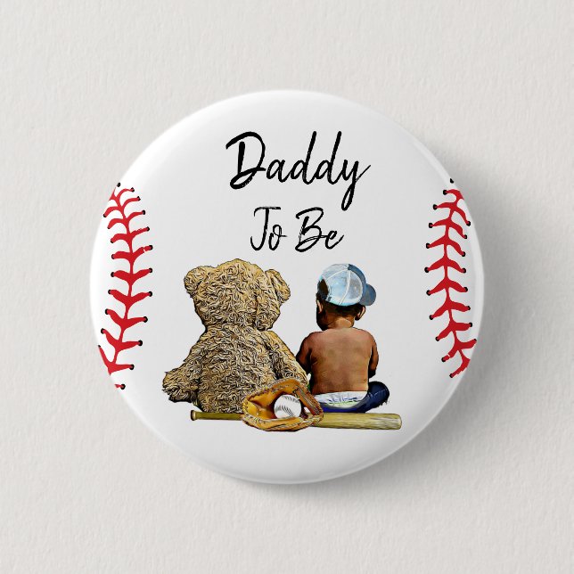 Daddy to Be of a Lil Slugger Baby Shower Button (Front)