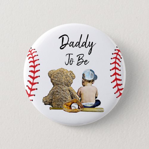 Daddy to Be of a Lil Slugger Baby Shower Button