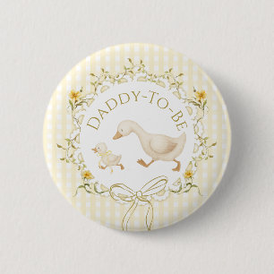 Daddy to be Silly Goose Gingham Baby Shower Button
