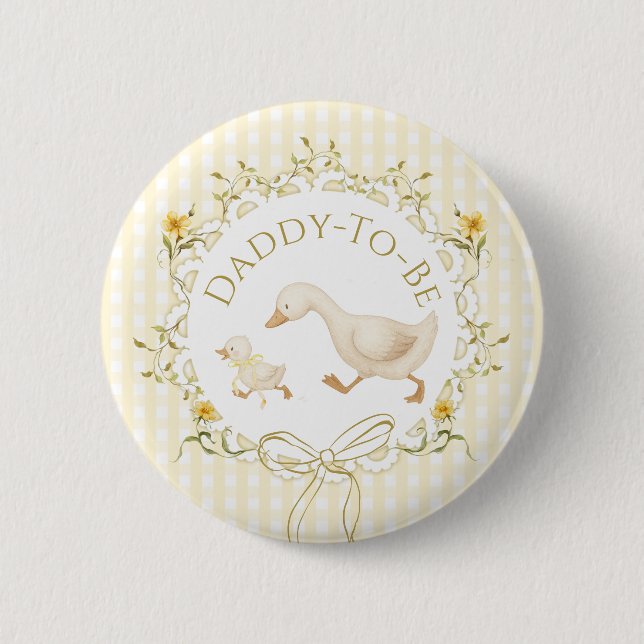 Daddy to be Silly Goose Gingham Baby Shower Button (Front)