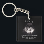 Daddy to Be Ultrasound Pregnancy Announcement Keychain<br><div class="desc">Gift expecting dads a touching tribute to fatherhood with our "To Daddy, you can carry me now" keychain, personalized with an ultrasound sonogram photo. This Father's Day, offer a sentimental keepsake that allows fathers to carry the anticipation and excitement for their first baby wherever they go—a constant reminder of the...</div>