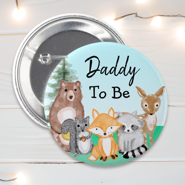 Daddy To Be | Woodland Creatures Baby Shower Button (Creator Uploaded)