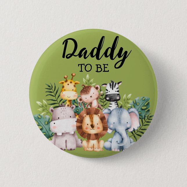 Daddy To Be | Woodland Creatures Baby Shower Button (Front)