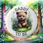 Daddy to be | Woodland Themed Baby Shower  Button<br><div class="desc">Woodland creatures themed Daddy to be baby shower button. A sweet watercolor illustration of a bear in a patch of grass in the woods.</div>