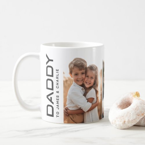 Daddy to kids names photo fathers day coffee mug