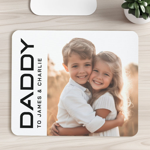 Daddy to kids names photo fathers day mouse pad