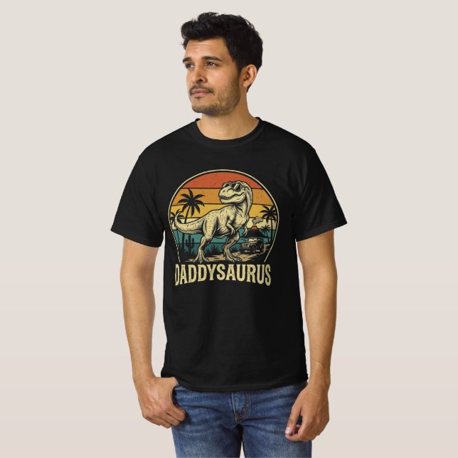 Daddy Trex Dinosaur Daddysaurus Retro Fathers Day  T-Shirt (Front Full)