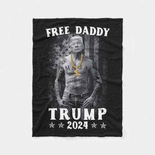 Daddy Trump 2024 Supporter Funny Trendy Women Men  Fleece Blanket