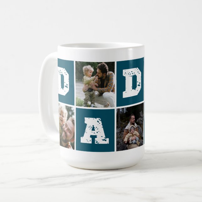 Daddy Typography Photo Collage  Coffee Mug (Front Left)