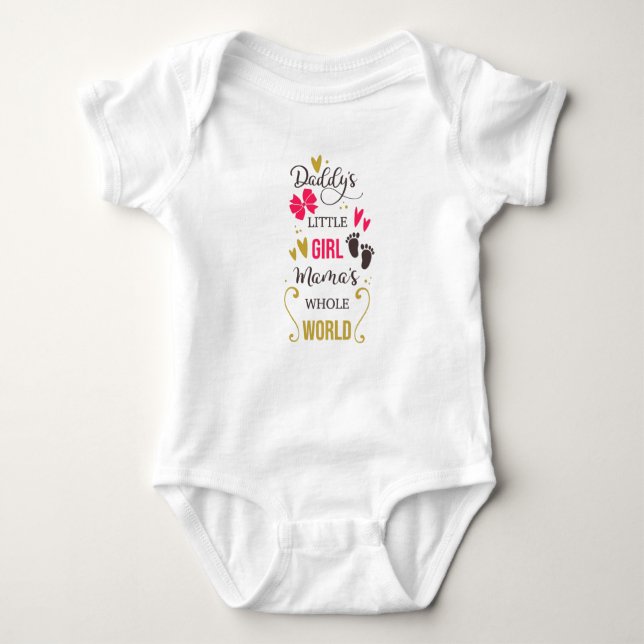 Daddy Typography Pink Girly Baby Glam Baby Bodysuit (Front)