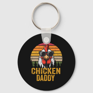 Daddy Vintage Rooster For Dad Farmer Fathers Day M Keychain
