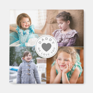 Daddy We Love You Cute Heart Photo Collage Magnet