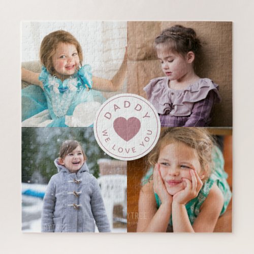 Daddy We Love You Cute Photo Collage Jigsaw Puzzle