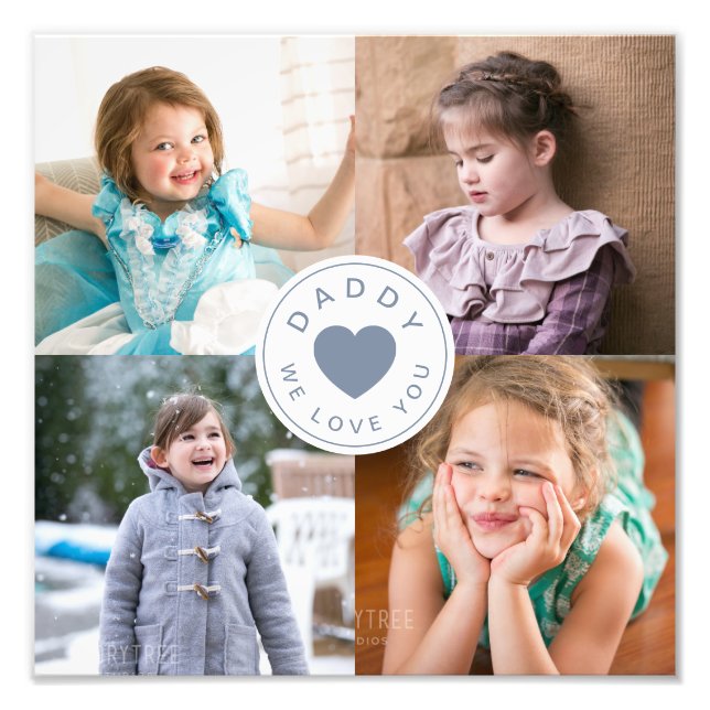 Daddy We Love You Heart 4 Photo Collage (Front)