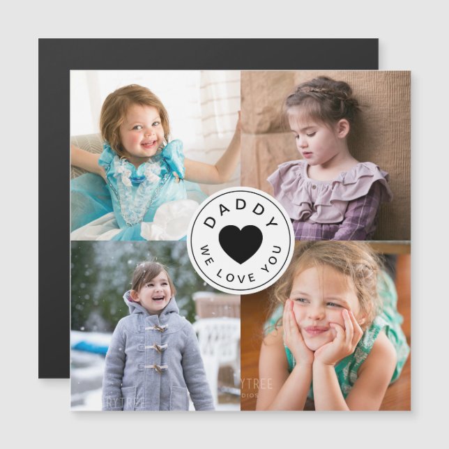 Daddy We Love You Heart 4 Photo Collage (Front/Back)