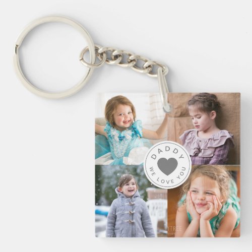 Daddy We Love You Kids Photo Collage  Keychain