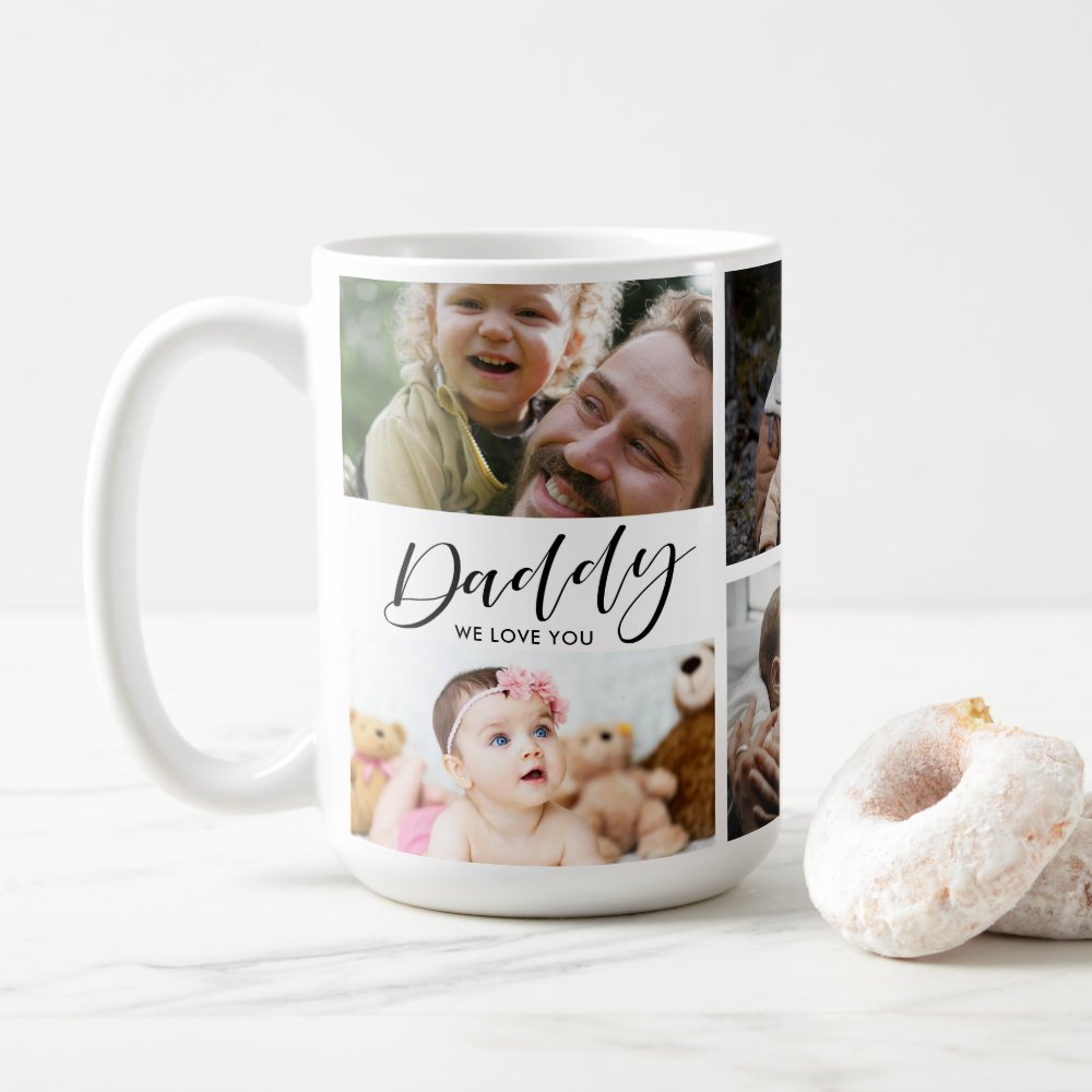 Daddy We Love You Custom Photo Collage Coffee Mug