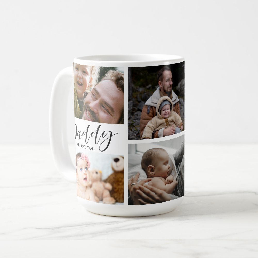 Daddy We Love You Custom Photo Collage Coffee Mug