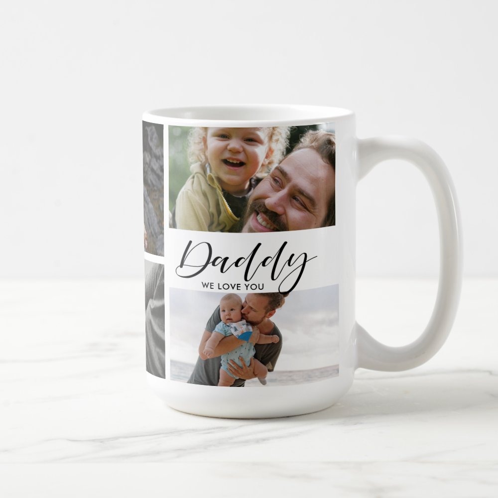 Daddy We Love You Custom Photo Collage Coffee Mug