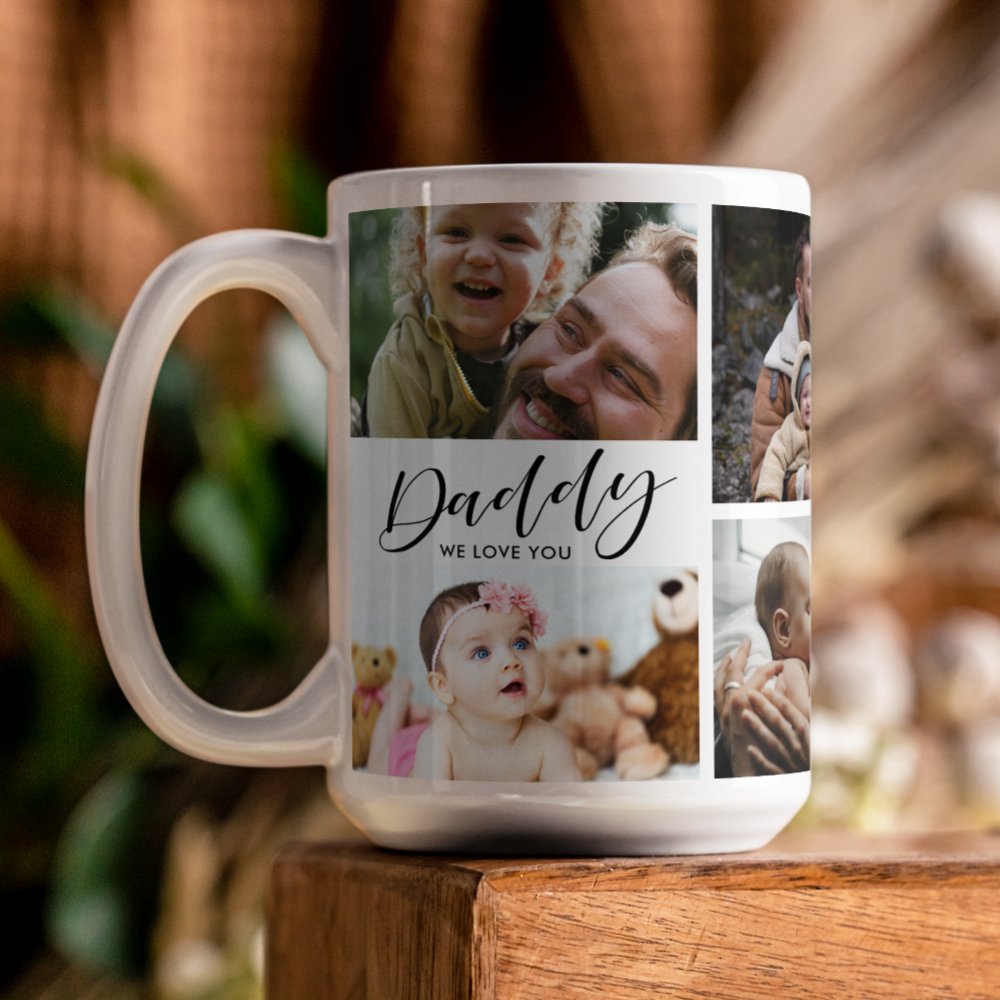 Daddy We Love You Custom Photo Collage Coffee Mug
